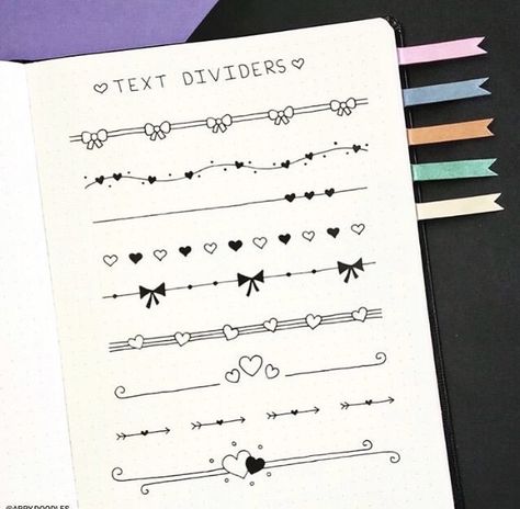 Doodle Dividers, Step By Step Doodles, Dividers Ideas, Bullet Journal Dividers, Notebook Dividers, Divider Ideas, Bullet Journal Ideas Templates, Lettering Guide, Bond Paper Design