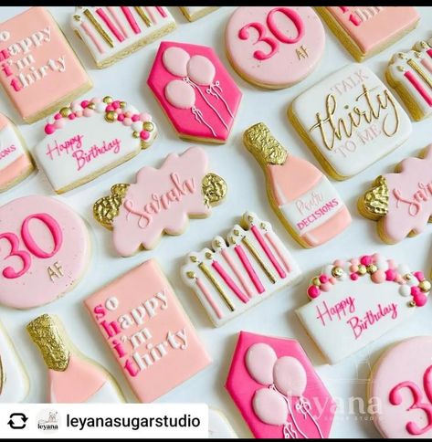 Cookies For 30th Birthday For Her, 30 Birthday Cookies Decorated, Dirty 30 Cookies Women, Hot Pink Cookies, 13 Going On 30 Cookies, 30th Birthday Cookies For Woman, 30th Birthday Cookies, 30th Birthday Party For Her, Bday Cookies