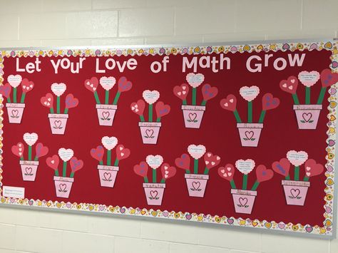 Valentine's Day bulletin board Falling In Love With Learning Bulletin Board, February Bulletin Board Ideas Kindergarten, Math Valentine Bulletin Board, Valentine Bulletin Board Ideas Preschool, February Bulletin Board Ideas Preschool, Valentine’s Day Bulletin Board Ideas, Valentine’s Day Bulletin Board, Bulletin Board Valentines, Valentines Day Board