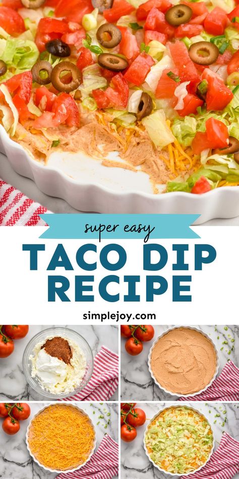 Cold Taco Dip, Best Taco Dip Recipe, Taco Salad Dip, Easy Taco Dip, Taco Dip Easy, Layered Taco Dip, Taco Dip Recipe, Sour Cream Dip, Taco Dip