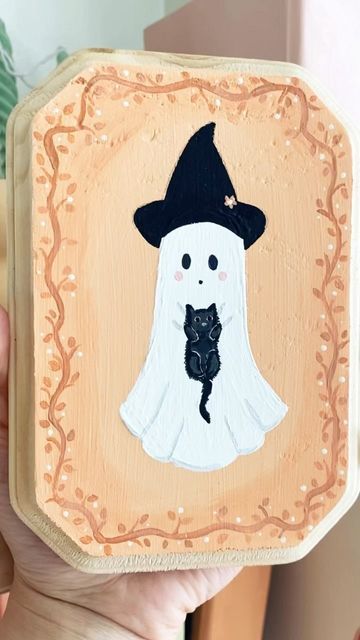 Amanda Escoe on Instagram: "Sunday Ghosties to brighten your day 🧡👻🧡 I asked in stories last week if you guys wanted to see some more ghost painting and it made my day to hear YES. I’ve been stressed out lately and painting has been such a therapy for me. Save this post for reference if you want to make your own ghosties💕 Which ones your favorite friends? I enjoyed coming up with new ghosts paintings and love the mushie ghosts Selling these tomorrow At 11am cst! On my Etsy 🧡 #ghostie #cut Ghost Painting, Made My Day, Girls Bathroom, Craft Night, Autumn Painting, Stressed Out, Halloween Girl, Cute Ghost, My Day