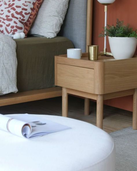 Life Interiors on Instagram: “The right bedside table can do wonders for your sleep situation. Norah has a draw to keep things tidy, is built from solid oak and has…” Low Bedside Table, Timber Bedside Table, Wood Computer Desk, Black Bedside Table, Oak Bedside Tables, Bedside Cabinets, Interiors Online, Dreamy Bedrooms, Marble Coffee Table