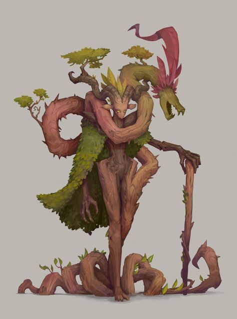 Tree Monster, Impostor Syndrome, Character Design Challenge, Humanoid Creatures, Forest Creatures, Monster Concept Art, Dungeons And Dragons Characters, Dnd Art, Fantasy Creatures Art