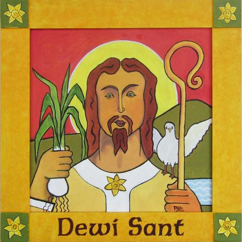 St David - Dewi Sant - Patron Saint of Wales | A new paintin… | Flickr Bookshop Display, Celtic Christianity, St David, Saint David, Saints Days, Medieval Castle, Patron Saints, My Heritage, Catholic Faith