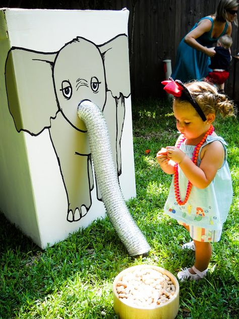 Feed the Elephant Game - and many other circus party ideas! #birthdayparties #circus #carnival #zoo #elephants #thegreatestshowman Diy Ski Ball Game, Circus Party Games, Circus Party Ideas, Fall Festival Games, Elephant Birthday Party, Carnival Parties, Fall Carnival, Festival Games, Circus Carnival Party