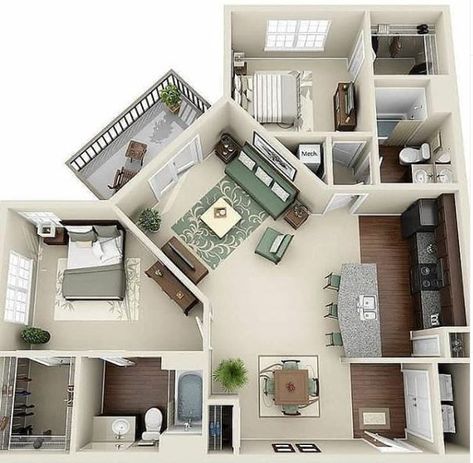 3d Floor Plans, 3d Floor Plan, 3d House Plans, House Floor Design, 3d House, Sims 4 House Design, Simple House Design, Apartment Floor Plans, Casas The Sims 4