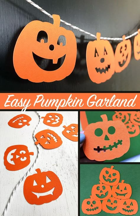 Quick and Easy Halloween Pumpkin Garland Diy Halloween Decorations For Classroom, Pumpkin Paper Decorations, Homemade Halloween Decorations Paper, Paper Pumpkin Garland, Halloween Classroom Decorations Ceiling, Diy Pumpkin Garland, Pumpkin Classroom Decorations, Halloween Decorations Pumpkin, Paper Pumpkin Garland Diy