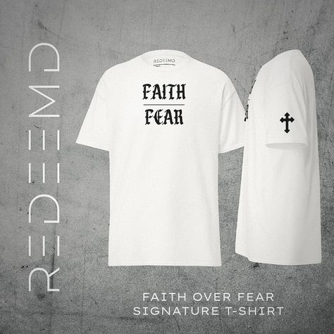 Shop REDEEMD Christian Apparel & Streetwear. Featuring the FAITH OVER FEAR signature t-shirt. 👉 REDEEMDapparel.com 📦 Enjoy FREE USA SHIPPING on all orders . . . #jesusisking #godisgood #christianliving #christianshirts #christianapparel #christiantees #christiantshirts #christianclothing #christianmerch Faith > Fear, Christian Streetwear, Your Shopping List, Christian Tees, Christian Apparel, Faith Over Fear, Christian Jewelry, Black Friday Shopping, Christian Clothing