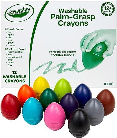 Amazon.com: Crayola Toddler Crayons in Egg Shape (12ct), Jumbo Washable Crayons, Big Crayons For Toddlers, Toddler Toys, Nontoxic, Ages 1+, Multi : Toys & Games Toddler Crayons, Shapes For Toddlers, Jumbo Crayons, Easter Baskets For Toddlers, Toddler Sensory, Green Toys, Toddler Easter, Easter Basket Stuffer, Manhattan Toy