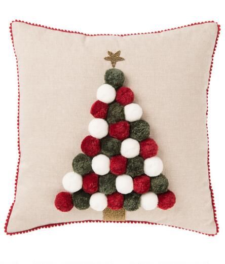 Diy Christmas Hats, Christmas Throw Pillows, Christmas Pillows Diy, Pom Pom Tree, Plaid Christmas Decor, Holiday Throw Pillow, Vermont Country Store, Felt Christmas Decorations, Country Curtains