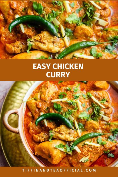 Chicken Curry in bowl Chicken Curry Recipe Indian Spicy, Caribbean Curry Chicken, Chicken And Vegetable Curry, Chicken Curry Recipe Indian, Easy Recipes Indian, Easy Chicken Curry Recipe, Curry Base, Chicken Curry Recipe Easy, Indian Chicken Curry