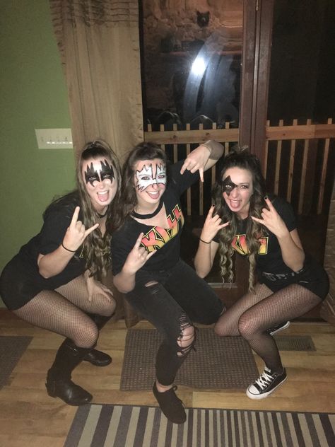 DIY kiss costume Kiss Band Costume Women, Kiss Band Costume, Kiss Halloween Costumes, Halloween Kiss, Kiss Costume, 22 Birthday, Pep Rally, Kiss Band, 22nd Birthday