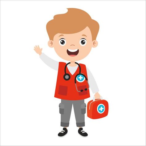 First Aid Drawing, First Aid Cartoon, First Aid Kid, First Aid For Kids, Community Helper, Paris Wallpaper, Learning Materials, Cartoon Drawing, Logo Banners