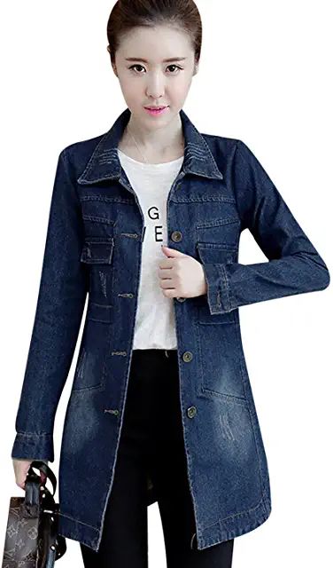 Amazon.com : Denim Long Denim Jackets Denim Duster Coat, Denim Duster, Long Denim Jacket, Jean Jacket Outfits, Denim Jacket Outfit, Rain Jacket Women, Denim Jacket Women, Denim Jean Jacket, Denim Jackets