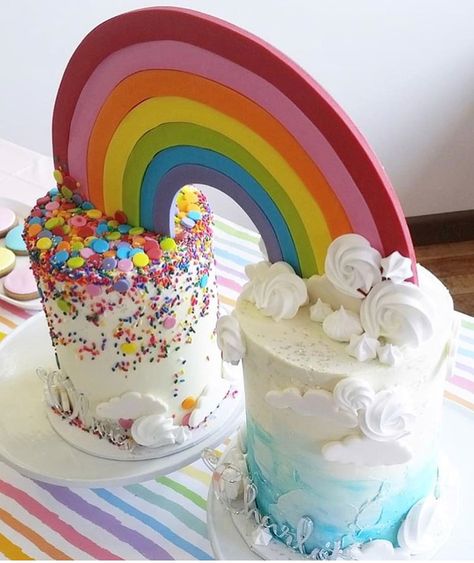 @onebyonecakes cake and cookies for @cubbyhousecanteen Twin Cakes, Twin Birthday Cakes, Bolo Red Velvet, Birthday Cake With Name, Rainbow Cakes, Twins Cake, Cake With Name, Rainbow Birthday Cake, Cake Recipes Easy Homemade