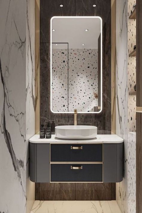 Make your bathroom special with our drawer handles #furniturehardware #hardwarejewelry #bedroomdecor #drawerhardware Wash Basin Counter, Glass Bathroom Sink, Luxury Bathroom Vanity, Rectangular Bathroom Mirror, Modern Basin, Washroom Decor, Washbasin Design, Turkish Tiles, Art Deco Bathroom