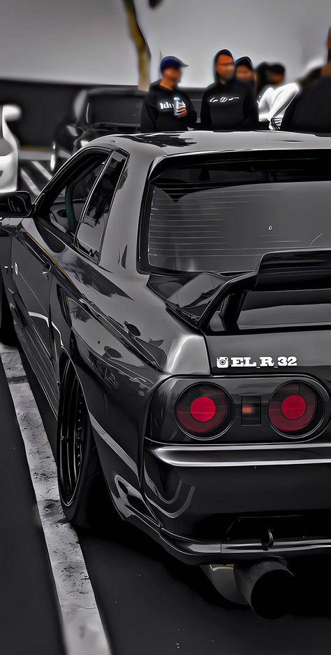 Nissan Gtr R32 Wallpaper, R32 Wallpaper Iphone, Black Jdm Wallpaper, Car Lockscreen, Drift Wallpaper, Jdm Wallpapers, Car Advertising Design, Japanese Sports Cars, Sports Car Wallpaper