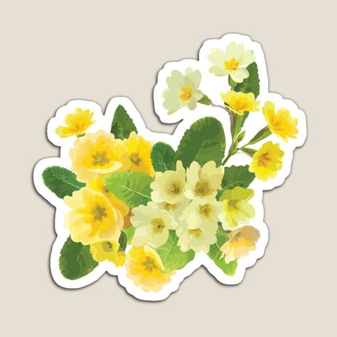 Yellow Primrose, Decorate Notebook, Coloring Stickers, Fresh Design, Eye Catching Colors, Top Artists, Colorful Prints, Sticker Design, Sell Your Art