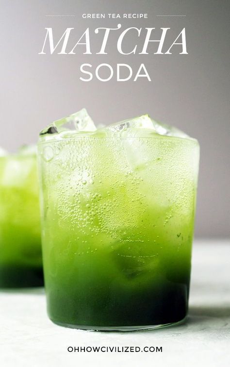 Matcha (Green Tea) Soda Recipe. #matcha #greentea #icedtea Matcha Syrup, Matcha Soda, Matcha Green Tea Recipes, Tea Soda, Japanese Diet, Green Tea Recipes, Matcha Drink, Soda Recipe, Matcha Recipe