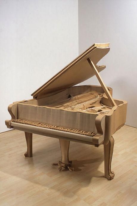 Awesome things made of cardboard Cardboard Sculptures, Cardboard Art Sculpture, Cardboard Props, Miniature Piano, Cardboard Model, Cardboard Design, Cardboard Toys, Cardboard Sculpture, Cardboard Art