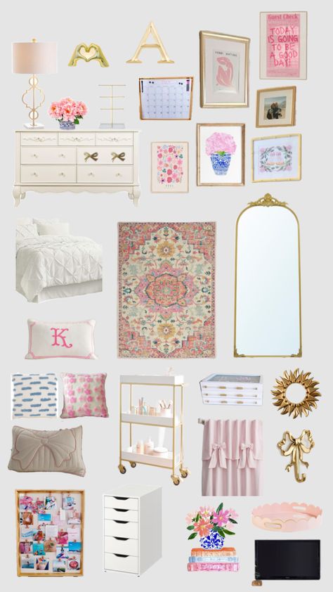 Sorority Dorm Room, Sorority Room, Bedroom Mood Board, Beachy Room Decor, White Room Decor, College Dorm Room Decor, Dorm Room Ideas, College Apartment Decor, Dorm Room Inspiration