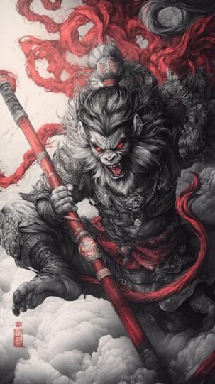 Dive into the mythical world with this stunning depiction of the Monkey King, eyes blazing with fury and wielding his legendary staff. ⚔️🔥 An artwork that captures the untamed spirit of this iconic warrior. #MonkeyKing #LegendaryHero #EpicArt #FantasyArt... Mythical World, Lily Images, The Monkey King, Ganesh Photo, Monkey King, The Untamed, Epic Art, The Mighty, Image Gallery