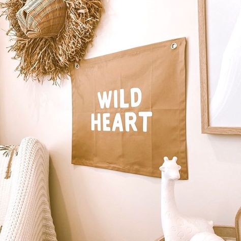 Neutral Boys Decor, Clothing & Accessories ♡ on Instagram: "BANNERS ARE LIVE! 🙊 These beauties have been in the works for such a long time and to see them come to life and styled in the most beautiful spaces, it’s honestly made me a bit emotional. I hope you guys love them as much as I do 🥹❤️ 📷 @our.palmsprings.abode #wallbanner #wallbanners #walldecor #wallhanging #wallhangings #wallhangingdecor #walldecor #kidsroom #kidsroomchallenge #kidsroominspiration #kidsinteriors_com #kidsroomdec Safari Nursery Pictures, Abc Wall Decor, Instagram Banners, Nursery Picture Frames, Heart Kids, Rainbow Wall Decor, Toddler Room Decor, Nursery Decor Neutral, Baby Room Art