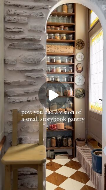 DIY, Interior Design & Antiques | Johanna on Instagram: "Here is finally a pantry tour! Did you know my pantry is only 3x10? Small but charming. 

I used IKEA base cabinets and added lots of trims and moldings. 

Do you have a butler’s pantry? If so, how big is yours?

.
.
.
.
.
#butlerspantry #pantrygoals #pantrydesign #pantrymakeover #pantryinspo #pantry #scullery #pantryporn #englishcottage #storybookcottage #larder" Ikea Base Cabinets, Pantry Scullery, Pantry Tour, Ikea Pantry, Small Kitchen Pantry, Diy Interior Design, Dream Pantry, Pantry Organisation, Butler’s Pantry