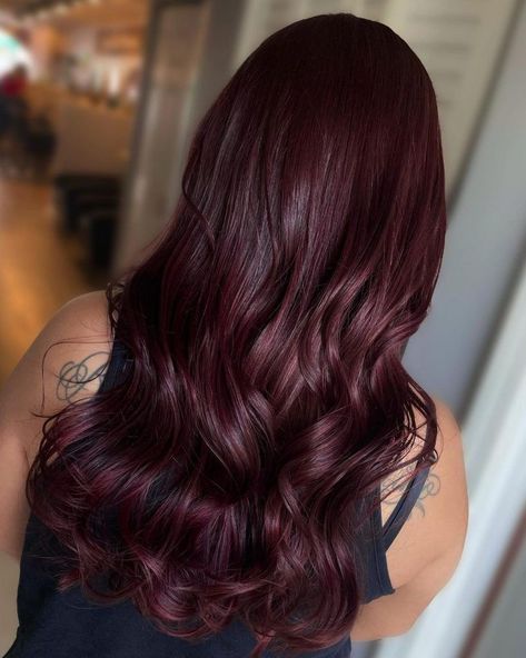 Cherry Black Hair, Deep Burgundy Hair Color, Hair Color Cherry Coke, Deep Burgundy Hair, Pelo Color Borgoña, Cherry Brown Hair, Cherry Cola Hair Color, Pelo Color Vino, Dark Burgundy Hair