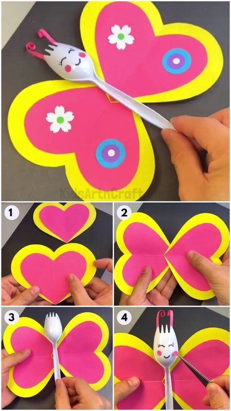 Butterfly Craft Ideas, Spoon Butterfly, Butterfly Crafts For Kids, Butterfly Crafts Preschool, Summer Preschool Crafts, Spoon Craft, Vibrant Butterfly, Butterfly Craft, Art Kits For Kids