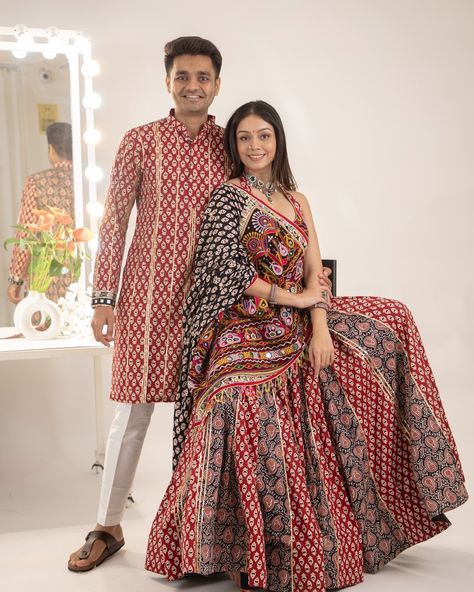 Can you take your eyes off from this stunning couple & Gurukrupa outfits? Our most awaited Radhe Shyam Navratri Collection, featuring the enchanting chemistry of a real-life couple! 🥰✨ Featuring @pranali_mistry_ @ishanmehta27 Jewelry line @morpankh_jewels_ ✨️Lehenga: Featuring a 12-meter flared Kalamkari Handblock print lehenga embellished with vibrant kutchi handwork on duppta further teamed with halter blouse. ✨️Kurta: Stunning kalamkari Handblock print kurta. Perfect for adding a s... Halter Blouse, Lehenga