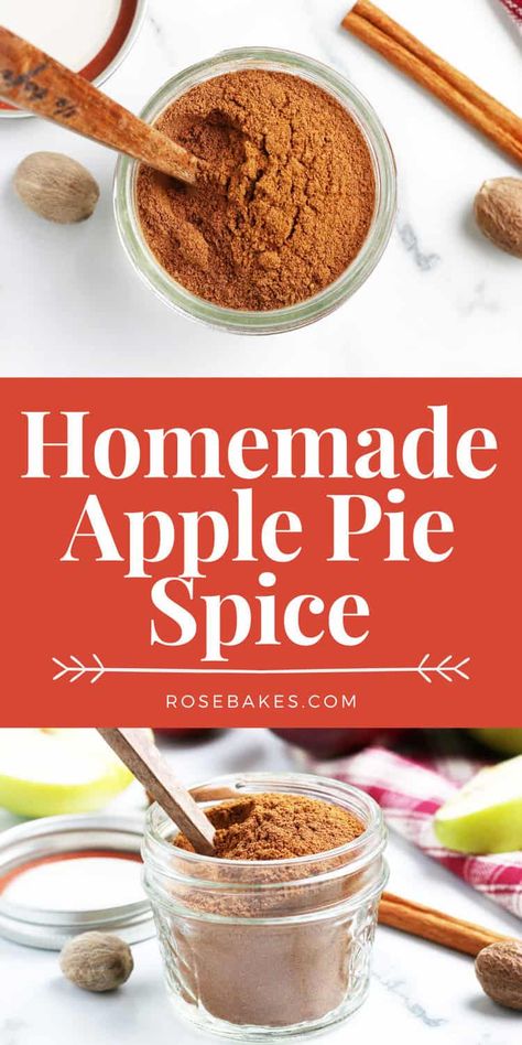 Homemade Apple Pie Spice is so easy to make with a mixture of cinnamon, ground nutmeg, allspice, and ginger. With only four ingredients, you can mix up your own spice blend to use in apple dishes, sweet potatoes, fruit crisps, pumpkin bread, and more! Apple Pie Spice Recipe, Diy Spice Mix, Savory Apple Recipes, Pie Spice Recipe, Homemade Dry Mixes, Homemade Spice Mix, Homemade Apple Pie, Fall Baking Recipes, Homemade Snickers