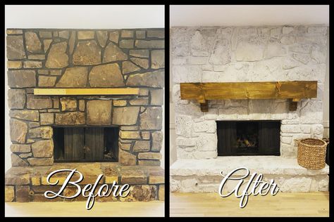 Simple Mantle, Painted Stone Fireplace, Shanty 2 Chic, Painted Stone, Chippy Paint, Fireplace Makeover, Stone Fireplace, Furniture Pieces, Paint Finishes