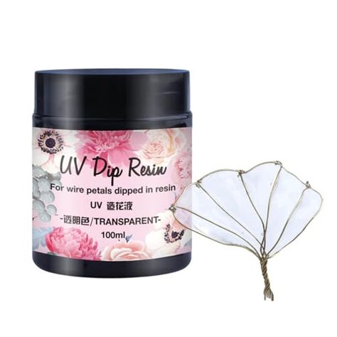 UV DIP Resin Glue for Wire Flower Petals Transparent Liquid Ultraviolets Curing Crystal Glue Jewelry Making for Beginner Uv Resin Flower, Dip Resin, Resin Glue, Liquid Resin, Camper Remodel, Crystal Hair Pins, Wire Flowers, Transparent Resin, Diy Camper