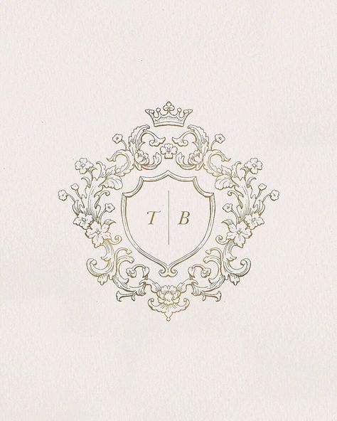 Floraison Design Co. on Instagram: “Happy #MonogramMonday!  So excited to share this delicate crest that I created as a logomark to be incorporated into the existing branding…” Crest Ideas Design, Luxurious Logo Design, Family Crest Logo, Logo Crest Design, Crest Logo Design Branding, Crests Design, Crest Logo Design Modern, Monogram Crest Logo, Modern Wedding Crest