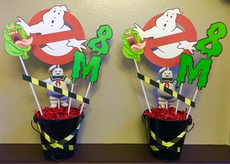 Ghostbusters Centerpieces Ghostbusters Party Ideas, Ghostbuster Birthday, Ghost Busters Birthday Party, Ghostbuster Party, Ghostbusters Birthday Party, Ghostbusters Theme, Ghostbusters Birthday, Ghostbusters Party, Ghost Busters