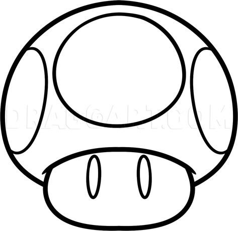 How To Draw The Mario Mushroom, Step by Step, Drawing Guide, by Dawn | dragoart.com Power Up Mushroom Mario, How To Draw Mario Bros, Mario Brothers Drawing Easy, Super Mario Characters Drawing, Super Mario Mushroom Tattoo, Mario Characters Drawing Easy, Mario Mushroom Drawing, Mario Mushroom Tattoo, Mario Characters Drawing