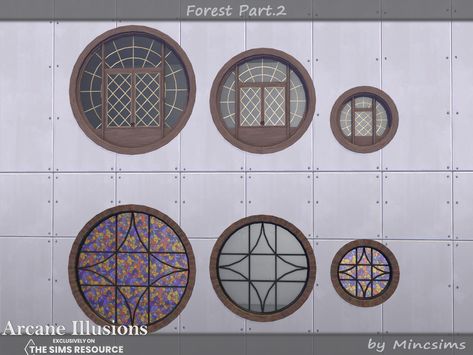 The Sims Resource - Arcane Illusions - Forest Part.2 Single Panel Door, Circle Bed, Rattan Sideboard, Sims 4 House Plans, Sims 4 Cc Furniture, Sims 4 Houses, Sims Mods, Sims 4 Cc, The Sims Resource