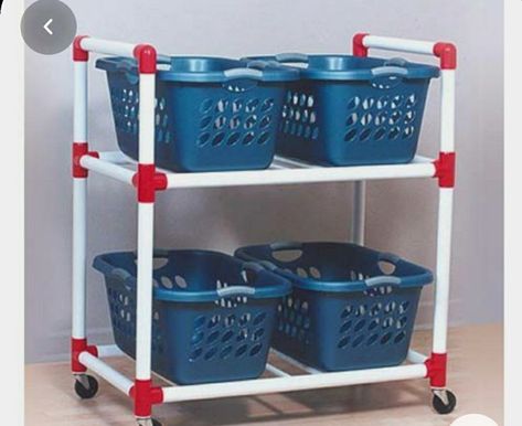 Pvc Pipe Storage, Pvc Pipe Furniture, Pvc Furniture, Laundry Basket Storage, Pvc Pipe Crafts, Pvc Pipe Projects, Garage Organization Diy, Pvc Projects, Pipe Furniture