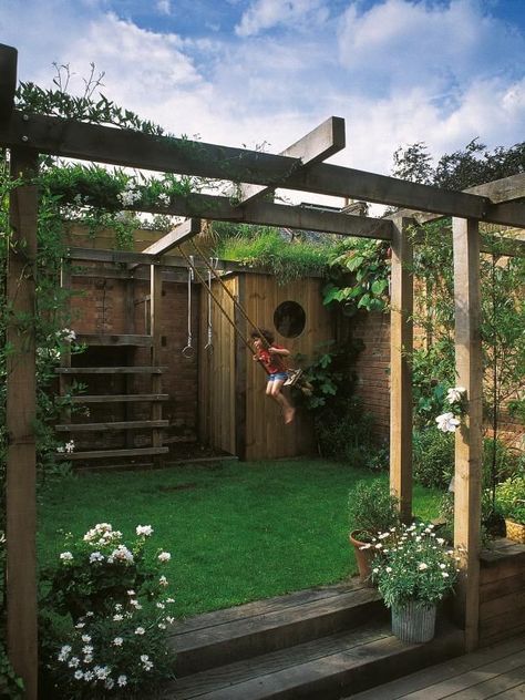 Pitched Pergola, Sand Pit, Zen Garden Design, Small Courtyard Gardens, Outdoor Play Areas, Cubby House, Pergola Design, Small Backyard Gardens, Backyard Pergola