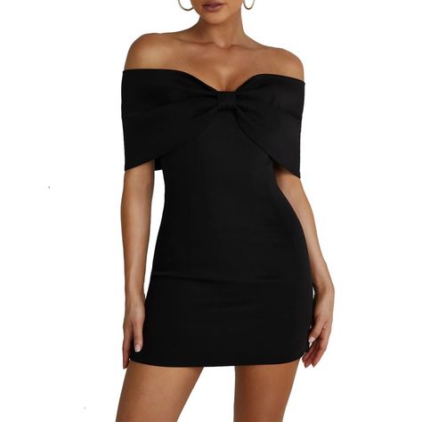 PRICES MAY VARY. Elegant short off the shoulder dress with bow : Choose between red, black, or white to match your style and occasion, adding a touch of mystery or vibrancy to your look. off the shoulder dresses for women formal Off-Shoulder Design: The off-shoulder design adds a playful and flirtatious twist to the dress, showcasing your skin in a subtle yet enticing way. Bow Detail: The bow detail adds a unique and trendy touch to the bow mini dress, showcasing your sense of fashion and allure Bow Formal Dress, Classy Short Black Dress, Short Red Dress Formal, White Bow Dress, Formal Dress Short, Dress Short Party, Mini Dress Backless, Dresses Bow, Off Shoulder Mini Dress