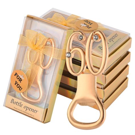 PRICES MAY VARY. 1.Gold Themed- Our gold bottle opener sets includes 24 Pcs. Each one has individual package in Gold, perfect for your black and gold themed birthday/Wedding party ceremony decorations 2.Birthday Party Favors for Guests: Golden color and rhinestones add sparkling details to give them a beautiful look. Add extra charm to your classy Gold birthday or wedding anniversary party by gifting these gorgeous bottle openers! These bottle openers are ones your family and friends will love. 60th Birthday Favors, 60th Birthday Ideas, 60th Wedding Anniversary Party, Birthday Party Souvenirs, Bling Bottles, Gold Bottles, Birthday Souvenir, Cadeau Parents, 60 Wedding Anniversary