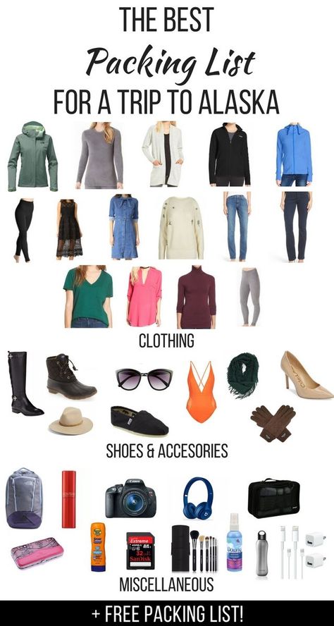 Wondering about what to pack for a trip to Alaska? I live in Alaska and I've covered everything you need for your vacation and things to take on a cruise to Alaska. There's also a free printable packing list to help with your preparation. Free Printable Packing List, Packing For Alaska, Alaska Packing List, Alaska Cruise Packing List, Alaska Outfits, Alaska Cruise Packing, Alaskan Cruise Outfits, Alaska Cruise Outfits, Alaska Summer