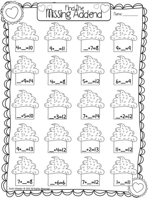 7.3.3 Counting-On and Counting-Back:  An independent sheet to practise missing addend problems. Missing Addend, Worksheets Kindergarten, Teaching Numbers, Math School, Math Time, Second Grade Math, Math Addition, Math Workshop, Homeschool Math