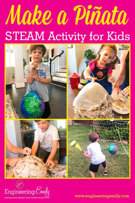 This STEM activity is perfect for upcoming graduation or birthday celebrations. Your kids can help every step of the way, then have fun destroying the piñata to collect a reward! Learn how to make a Piñata in this post.  #stemforkids #activitiesforkids #homeschooling #celebrations #birthdayparty #graduationparty #pinata #papermache Kids Slime, Make A Bird Feeder, Steam Activity, Airplane Activities, Bouncy Ball, Silly Putty, Bouncy Balls, Steam Activities, Stem For Kids