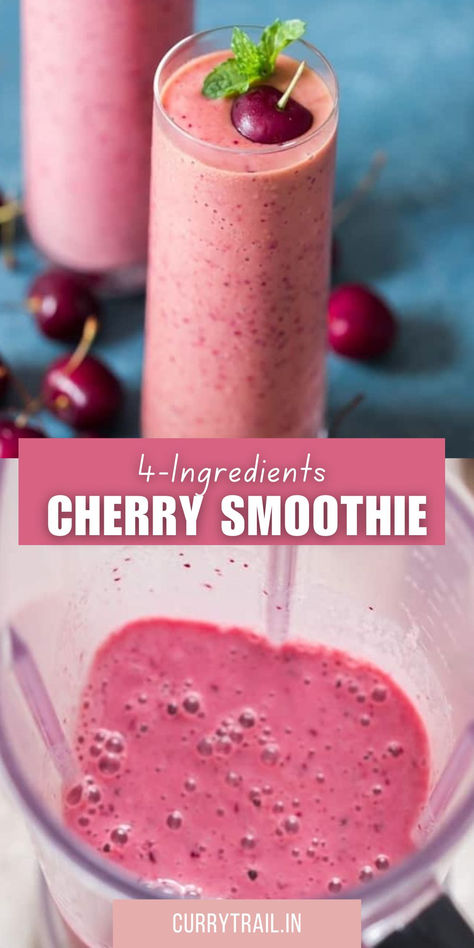 cherry smoothie in a glass Cherry Juicing Recipes, Frozen Cherries What To Do With, Frozen Cherry Recipes Healthy, Cherry Smoothie Recipes Healthy, Cherry Recipes Healthy, Cherry Yogurt, Cherry Smoothie Recipes, Vanilla Drinks, Infused Waters