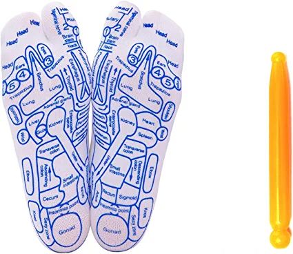 Amazon.com: Broman Massage Socks, Reflexology Socks Precisely Printed with Reflexology Chart of Both Sole and Instep. Provide You a Good Choice to Have a Full Foot Massage by The Acupressure Pen- Socks for Women : Health & Household Foot Pain Relief Remedies, Reflexology Socks, Reflexology Sandals, Acupuncture Point, Trigger Point Massage, Pain Relief Remedies, Reflexology Chart, Pressure Point, Massage Bars