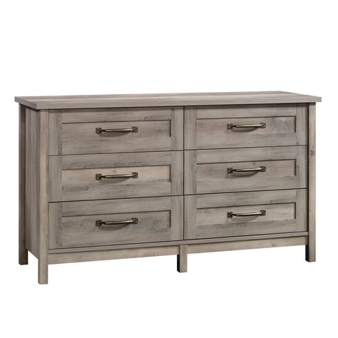 Better Homes & Gardens Modern Farmhouse 6-Drawer Dresser, Rustic Gray Finish - Walmart.com - Walmart.com Dresser Rustic, Pottery Barn Style, Farmhouse Dresser, Modern Coastal Decor, Grey Dresser, Accent Storage Cabinet, Beautiful Dresser, Texas House, 4 Drawer Dresser