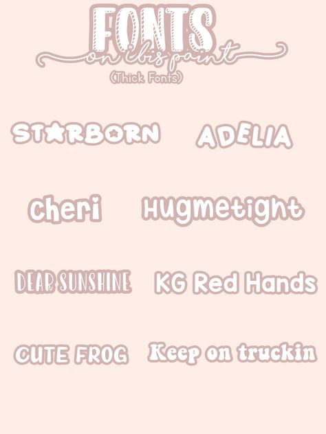 Thick Fonts ! Fonts Not Mine! 🍍 Downloadble In dafont +More Or On Ibis Paint! (If you Use This Pic Please Credit me!) Phonto Fonts, Fancy Fonts Alphabet, Letters Cursive, Cute Fonts Alphabet, Best Canva Fonts, Fonts Vintage, Dafont Fonts, Flower Font, Fonts Cursive