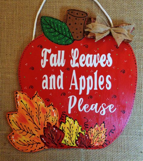 FALL LEAVES and APPLES Please Autumn Fall Wooden Sign Thanksgiving Door Office Home Decor Wall Plaque Hanger Door Office, Door Plaque, Office Home Decor, Fall Apples, Decor Thanksgiving, Door Plaques, Harvest Decorations, Apple Harvest, Fall Signs